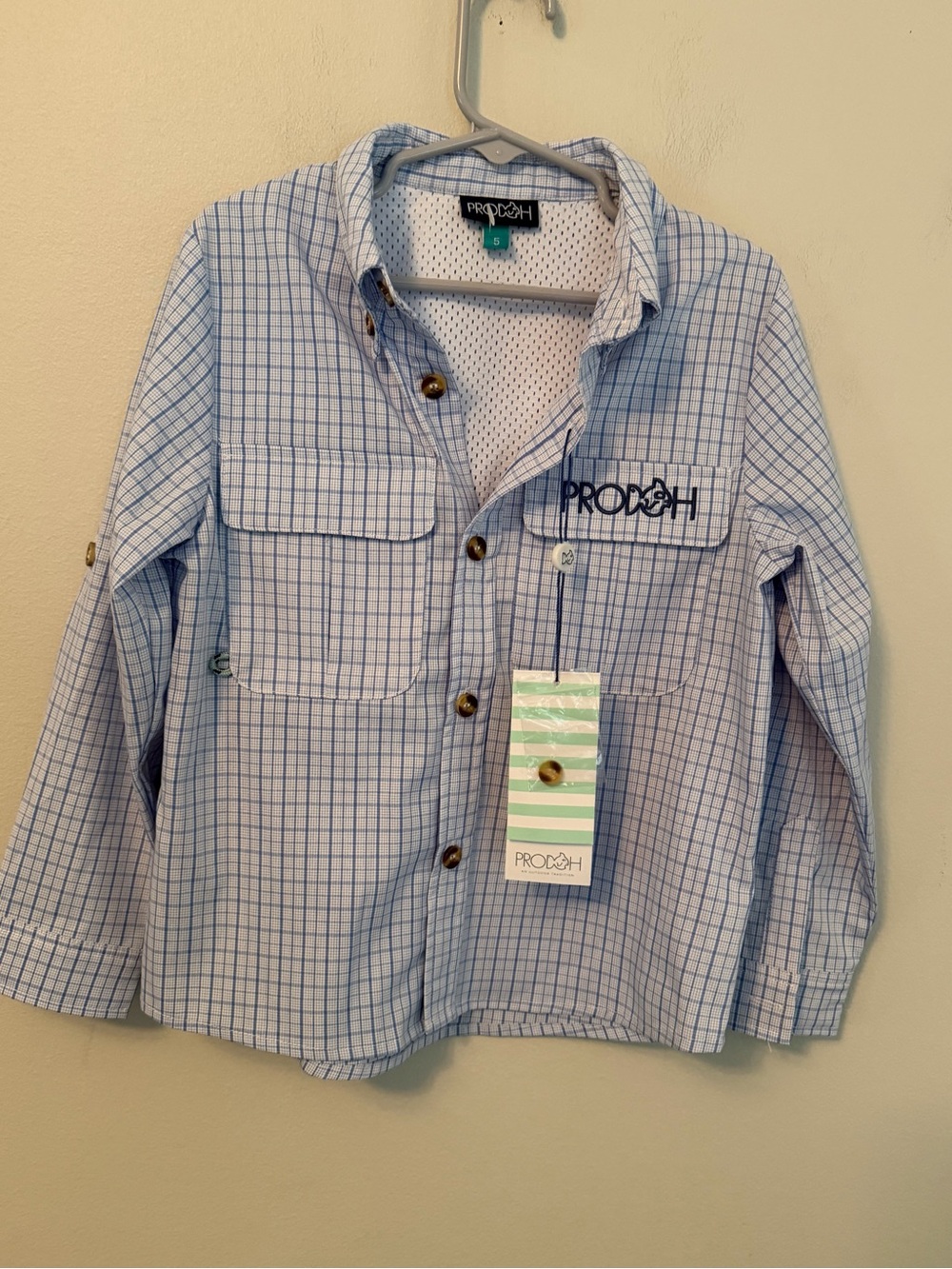 Prodoh Boys' Light Blue Plaid Button-Up Shirt
